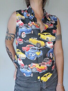 00s Gear Head Car Print Top